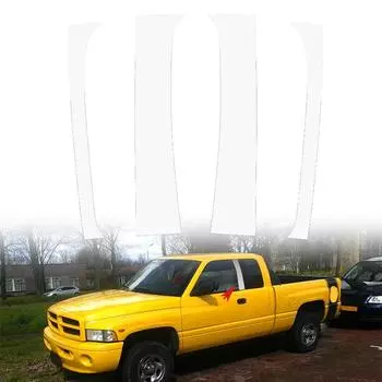 Серебристые стойки на дверные стойки автомобиля для Dodge Ram Dodge Ram 1500, 2-дверная клубная кабина 1995-2002 годов, накладка на окно, наклейка на колонку BC