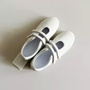 Серебристые туфли Мэри Джейн на липучке из овчины, универсальные кроссовки кэжуал с круглым носком, женские балетки на плоской подошве 35