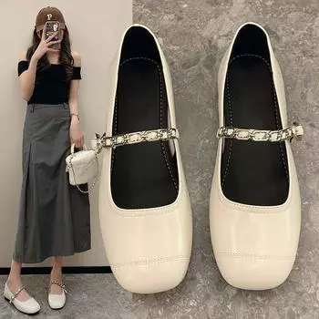 Серебристые туфли Мэри Джейн с закрытым носком, женские весенне-летние туфли с квадратной головкой и мягкой подошвой из сои 35 серебряный