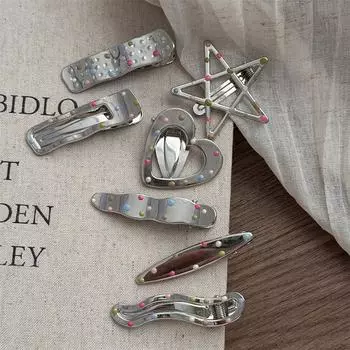 Серебристые заколки для волос Y2K для женщин, элегантные металлические заколки-уточки, боковые челки, заколки, аксессуары для волос для девочек 01