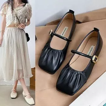 Серебристые женские туфли Мэри Джейн на плоской подошве, весна-лето, плиссированные танцевальные туфли для бабушек, одинарные туфли 35 коричневый