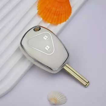 Серебристый чехол для ключей из ТПУ с 2 3 кнопками, брелок для Renault Megane Duster Modus Espace Laguna Logan для DACIA Sandero Clio Kangoo, защитные аксессуары 2 Button key case белый