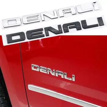 Серебристый, черный для GMC SIERRA DENALI, задний багажник, боковая табличка с логотипом, эмблема, наклейка с буквами, ABS, стерео 3D, Стайлинг автомобиля серебряный
