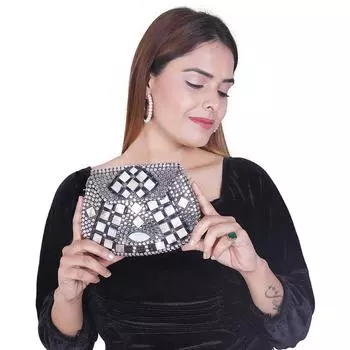 Серебристый клатч для девочек Shakuntala Textiles свадебная сумка Металлический клатч из латуни Сумка через плечо