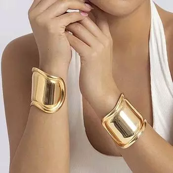 Серебристый/золотой широкий металлический браслет, геометрический регулируемый браслет, темперамент, открытые браслеты-манжеты для женщин, ювелирные изделия, аксессуары для вечеринок, подарок золотой