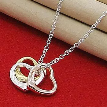 Серебро 925 3 цвета, подвески в виде сердца, цепочки и ожерелья для женщин, модные свадебные украшения