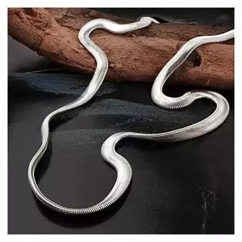 Серебро 925 пробы, 16/18/20/22/24 дюйма, 6 мм, плоская цепочка в виде змеи для мужчин, модные свадебные украшения 40cm серебряный