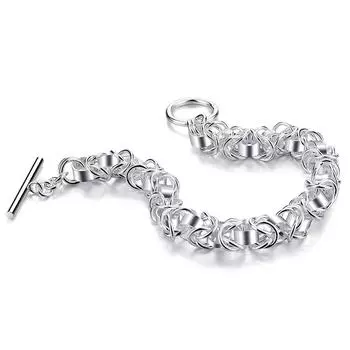 Серебро 925 пробы, 7 мм, 8 дюймов, браслет для мужчин, женщин, ювелирный подарок 18cm