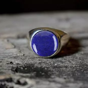 Серебро 925 пробы, кольцо из лазурита, кольцо ручной работы, кольцо с драгоценным камнем, подарок унисекс, мужское серебряное кольцо, подарок на помолвку 6