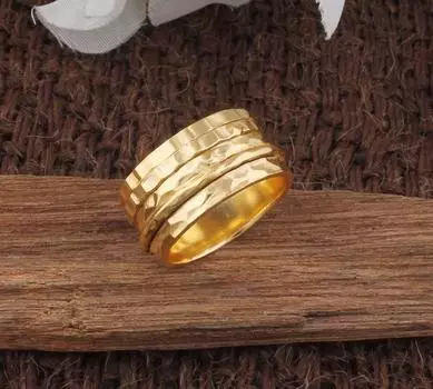 Серебро 925 пробы, кольцо Spinner Band, дизайнерское кольцо ручной работы, богемное кольцо, кольцо унисекс, золотое кольцо 6