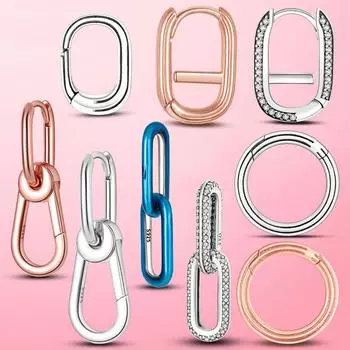 Серебро 925 пробы Me, подвеска-медальон в форме глаза, подходит для браслета Pandora, ожерелье, серьги-сделай сам, стильные серьги с двумя кольцами, разъем