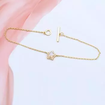 Серебро 925 пробы с блестящей пятиконечной звездой, индивидуальный браслет из натурального лунного камня для женщин, комплект колец в японском стиле 23CM