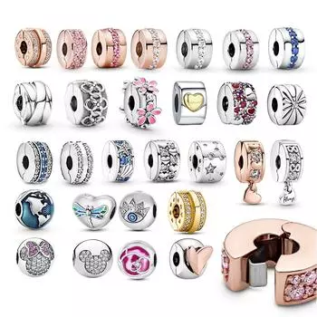 Серебро 925 пробы с зажимом-зажимом для браслета, цветные браслеты с покрытием из розового золота, ювелирные украшения