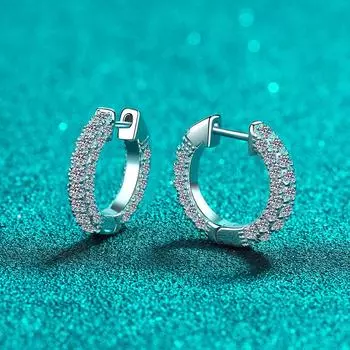 Серебро 925 пробы Серебро Серебро Серебро Пряжка для ушей Mosan Stone Ear Женское покрытие Pt950 Золотые украшения для ушей