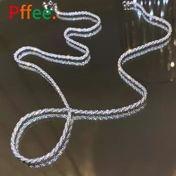 Серебро 925 Сертифицированные Роскошные Женские Ювелирные Изделия 45 см Цепи Ожерелье Для Женщин Bling Дизайнерские Ожерелья Женский Подарок серебряный