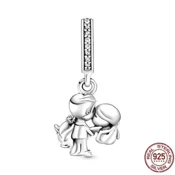 Серебро 925 стетоскоп сердце и супружеская пара висячие подвески из бисера подходят темпераментный браслет ожерелье ювелирные изделия подарок для женщин