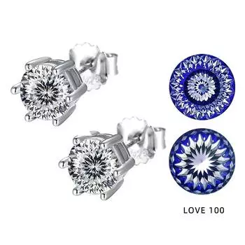 Серебро S925 1 карат с муассанитом для женщин, любовь 100, цветы сливы, сакура, изящные ювелирные изделия, свадебные серьги 1ctx2