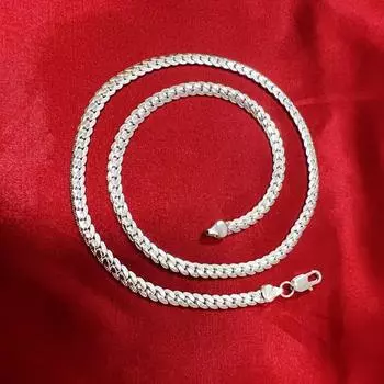 Серебро s925, 6 мм, боковая цепочка, 8/18/20/22/24 дюймов, ожерелье для женщин и мужчин, модные свадебные украшения, подарок на помолвку 18cm 7inches серебряный