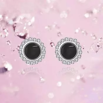 Серебро S925, черные круглые шпильки, мужские и женские простые индивидуальные серебряные аксессуары с геометрическим рисунком, ушки 925