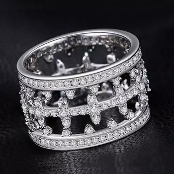 Серебро S925, европейское и американское модное простое комбинированное женское кольцо, популярные украшения 6 белый