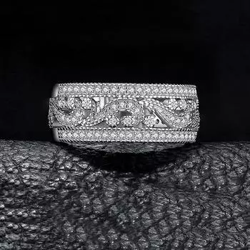 Серебро S925, европейское и американское модное женское кольцо с микропавеем, популярные украшения 6 белый