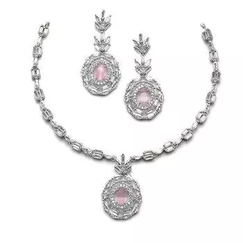 Серебро с родиевым покрытием, квадратное и круглое колье с американскими бриллиантами и серьгами, комплект украшений для девочек и женщин