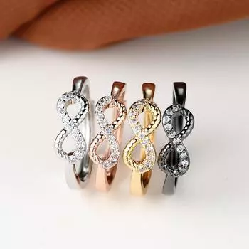 Серебро, золото, белый камень, CZ Love Infinity, кольцо, обручальное регулируемое кольцо, обручальные кольца для женщин, модные ювелирные изделия белый