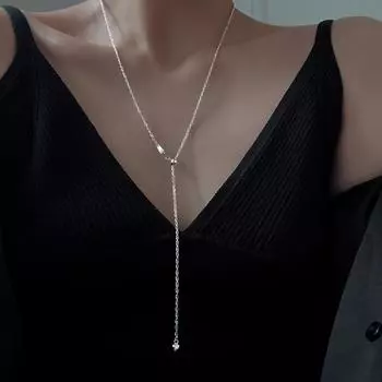 Серебряная 925 пробы выдвижная гофрированная цепочка Ins Minority All-Match свитер ожерелье обнаженная женская цепочка носимый подвесной светильник роскошь 925 серебряный