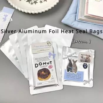 Серебряная алюминиевая фольга термосвариваемые пакеты маленькие держатели для карточек упаковочные пакеты запечатывание наклейки подарок 10pcs/pack