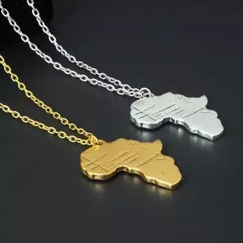 Серебряная этническая мода Африканская кантри-ювелирка Африканская карта ожерелье золотая подвеска серебряный