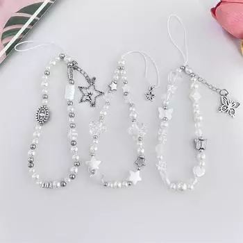 Серебряная бабочка кулон бисерный мобильный телефон цепочка чехол для мобильного телефона подвесная веревка женский телефон шнурок ювелирные изделия