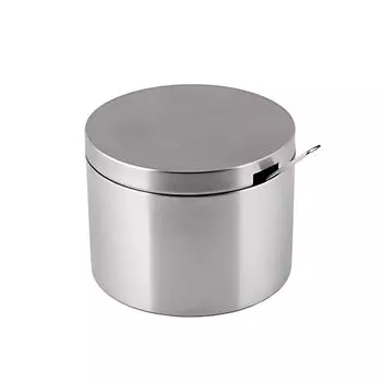 Серебряная банка для приправ из пищевой нержавеющей стали с ложкой, безопасная и стильная, для хранения специй