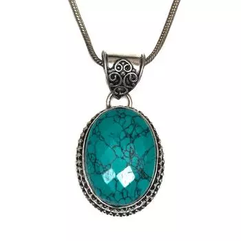 Серебряная бижутерия с тибетским бирюзовым камнем 1,75 дюйма подвеска ручной работы 1,75