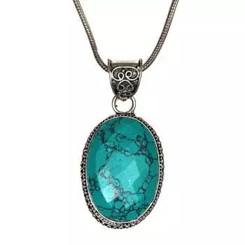 Серебряная бижутерия с тибетским бирюзовым камнем 1,75 дюйма подвеска ручной работы 1,75