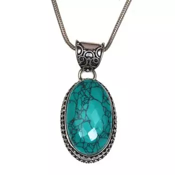 Серебряная бижутерия с тибетским бирюзовым камнем 1,75 дюйма подвеска ручной работы 1,75