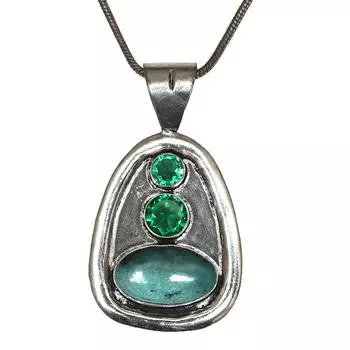 Серебряная бижутерия с тибетским бирюзовым камнем 1,75 дюйма подвеска ручной работы 1,75