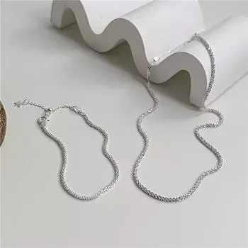 Серебряная блестящая цепочка на ключицу S925 с браслетом-цепочкой в виде снежинки Niche Design Adjustable size