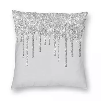 Серебряная блестящая наволочка из полиэстера, льна и бархата с узором на молнии, декоративная наволочка для кровати 30x30cm