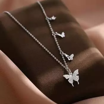 Серебряная цепочка-бабочка S925, легкое роскошное ожерелье для женщин с бриллиантами, нишевый дизайн, высококачественная цепочка на шею, подарок 925 Silver