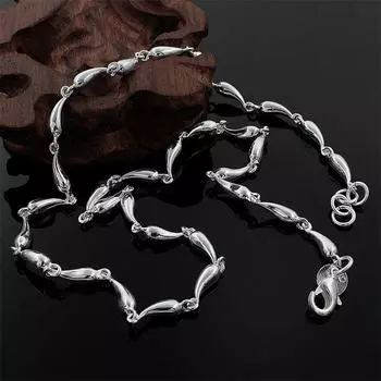 Серебряная цепочка s925, 18-дюймовое ожерелье, милое для женщин, подвески, дизайнер ювелирных изделий, свадебные подарки для женщин 45cm серебряный