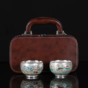 Серебряная чашка 999 пробы, серебряная мастер-чашка для чая, высококачественный фарфор, позолоченное серебро, роспись, оздоровительная чашка для личного пользования, подарочный чайный набор silver серебряный