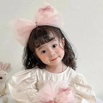 Серебряная Цветочная Повязка на голову для малышей, большая лента, повязка на голову для девочек, день рождения принцессы