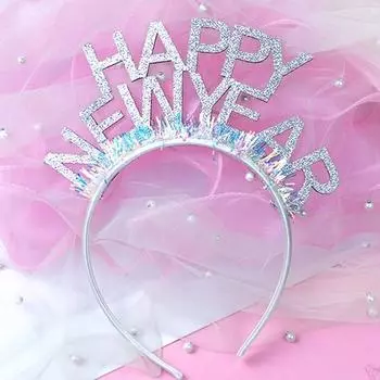 Серебряная цветочная повязка на голову с новым годом happynewyear