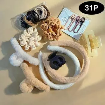 Серебряная цветочная повязка, повязка на голову из меха кролика, повязка на голову из меха, заколка для волос в виде пучка, подарочный набор из повязок из рубца