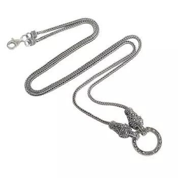 Серебряная длинная цепочка в стиле ретро, женское ожерелье из стерлингового серебра S925 с марказитовым камнем, ожерелье с подвеской, тайское серебряное ожерелье, ювелирные изделия 45cm long