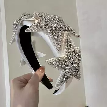 Серебряная хрустальная повязка на голову в виде звезды, тиара богини, свадебная тиара и короны, тиара со стразами, головной убор для вечеринки, свадебные аксессуары для волос