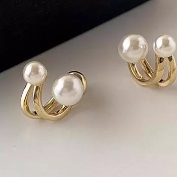 Серебряная игла 925 пробы, пара сережек-гвоздиков с жемчугом, французские серьги в форме буквы «С» от Niche Design, простые и стильные серьги в стиле «темперамент».