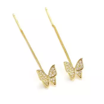 Серебряная игла прямая трансляция бабочка кисточка линия уха женственность продвинутый смысл длинная кисточка показать лицо тонкие изысканные серьги золотой