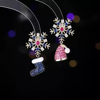 Серебряная игла S925, креативная личность, дизайн, чувство праздничной атмосферы, серьги, снежинка, сапоги, шляпа, серьги, рождественский подарок