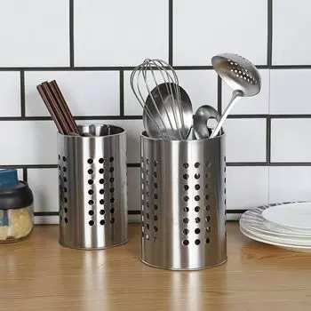 Серебряная клетка для палочек для еды из нержавеющей стали, полая посуда для хранения трубок, корзина для палочек для еды, ножи S